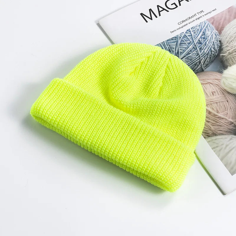 Winter Warm Beanies Women Men Knitted Hats Boys Girls Skullies Hat Solid Color Unisex Autumn SkullCap Casual Elastic Hip Hop Hat