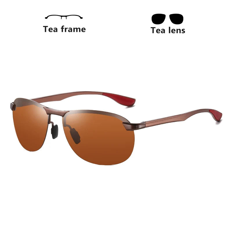 Brand Design Upgrade Rimless Photochromic Sunglasses Men Polarized Driving Sun Glasses Aluminum Anti-Glare heren zonnebril