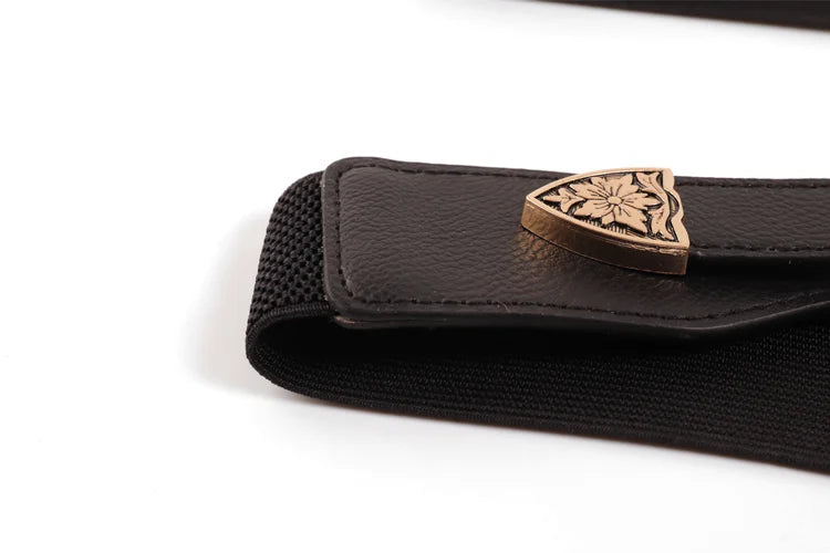 Personalized versatile black belt for women new style double buckle design high-end niche belt trend