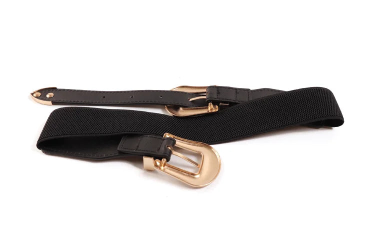 Personalized versatile black belt for women new style double buckle design high-end niche belt trend