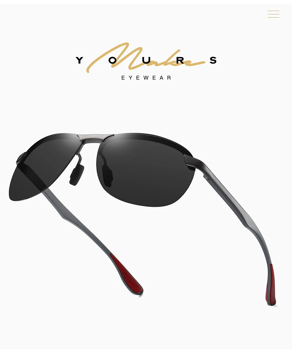 Brand Design Upgrade Rimless Photochromic Sunglasses Men Polarized Driving Sun Glasses Aluminum Anti-Glare heren zonnebril