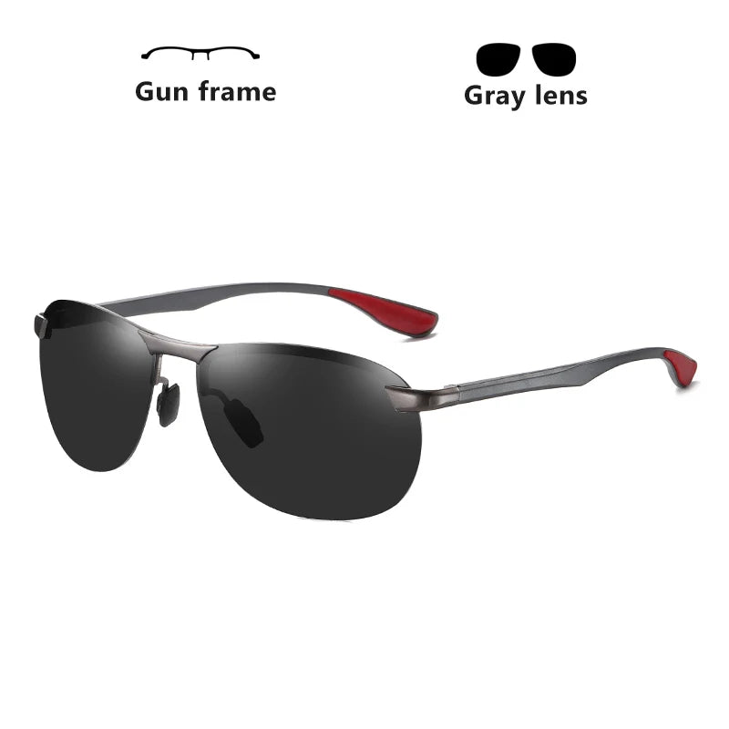 Brand Design Upgrade Rimless Photochromic Sunglasses Men Polarized Driving Sun Glasses Aluminum Anti-Glare heren zonnebril