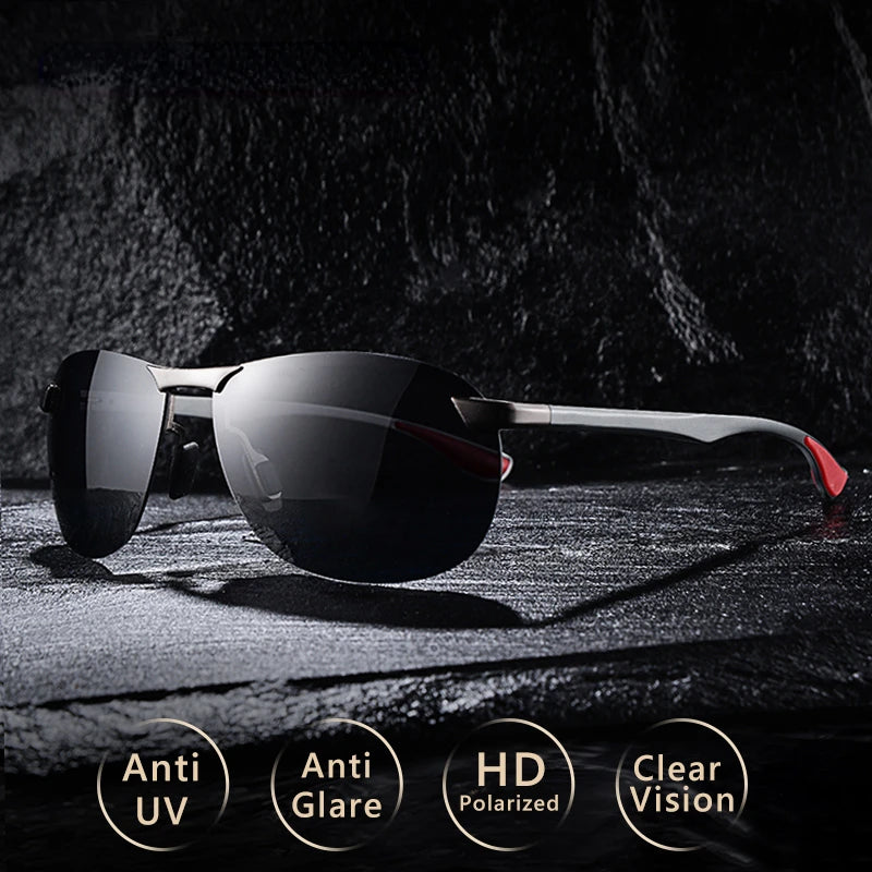 Brand Design Upgrade Rimless Photochromic Sunglasses Men Polarized Driving Sun Glasses Aluminum Anti-Glare heren zonnebril