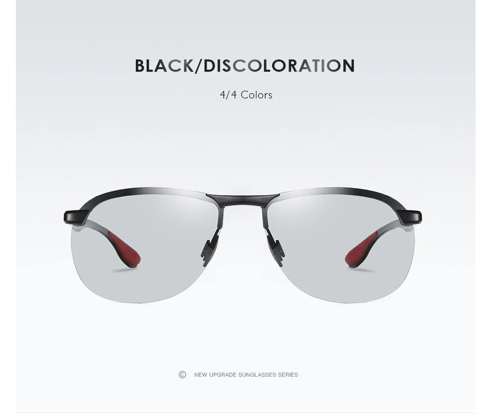 Brand Design Upgrade Rimless Photochromic Sunglasses Men Polarized Driving Sun Glasses Aluminum Anti-Glare heren zonnebril