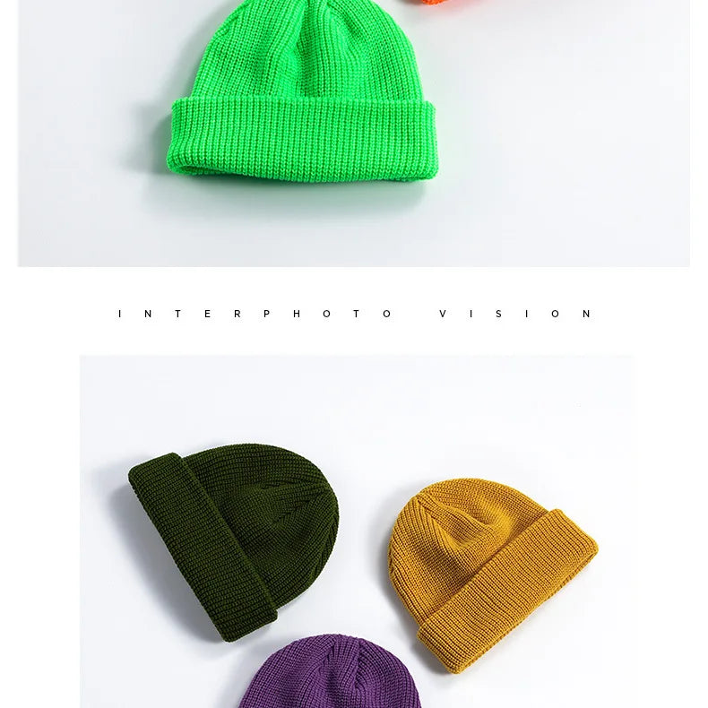 Winter Warm Beanies Women Men Knitted Hats Boys Girls Skullies Hat Solid Color Unisex Autumn SkullCap Casual Elastic Hip Hop Hat