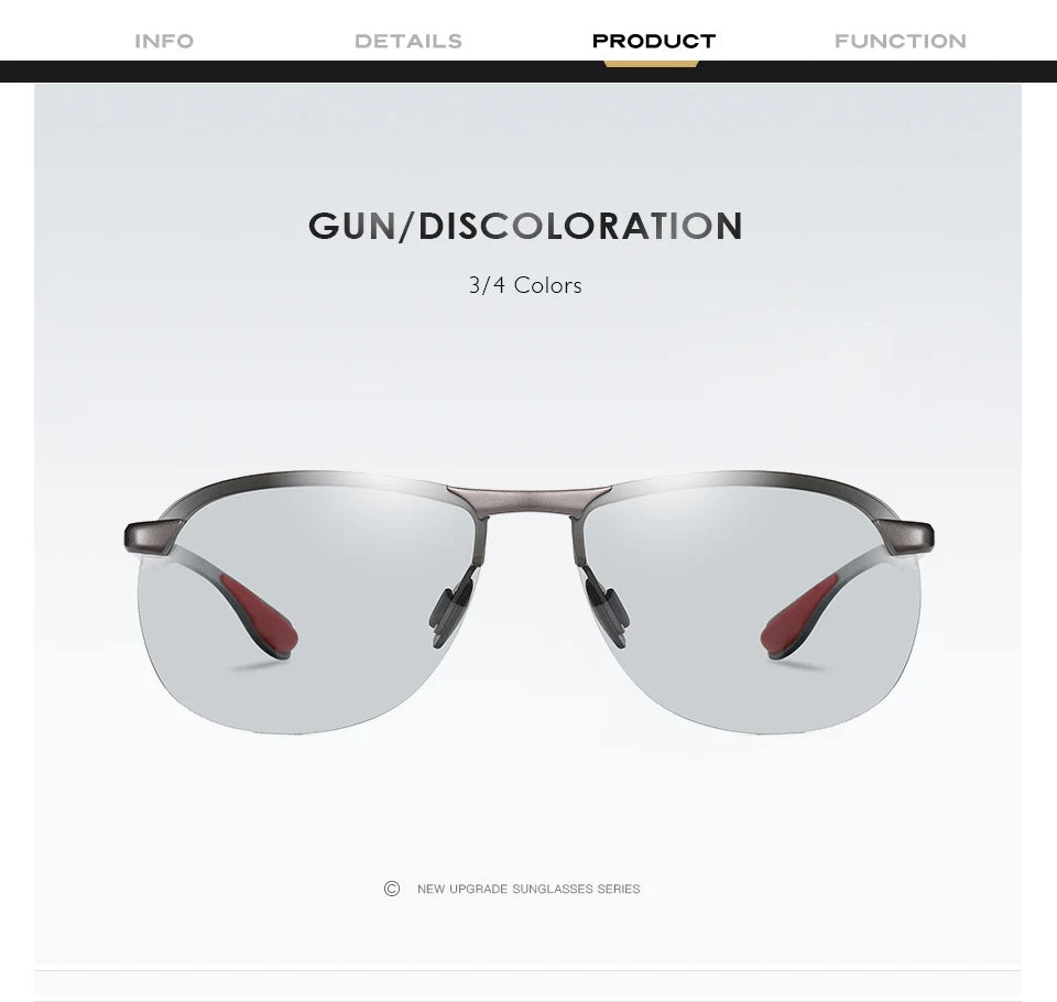 Brand Design Upgrade Rimless Photochromic Sunglasses Men Polarized Driving Sun Glasses Aluminum Anti-Glare heren zonnebril