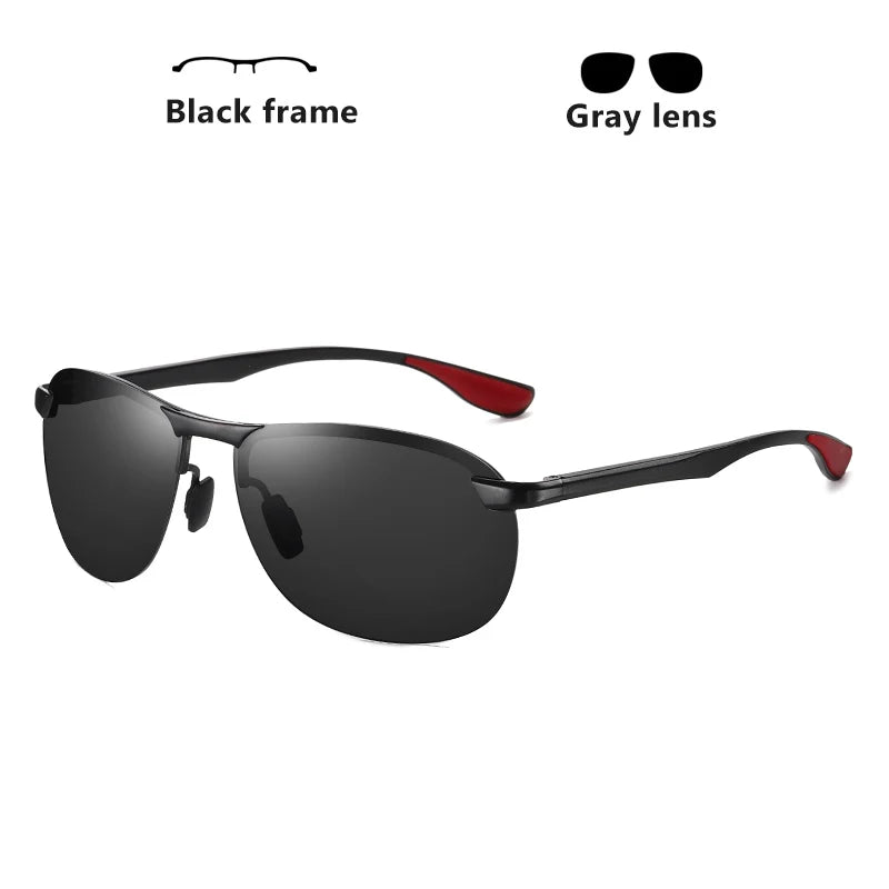 Brand Design Upgrade Rimless Photochromic Sunglasses Men Polarized Driving Sun Glasses Aluminum Anti-Glare heren zonnebril